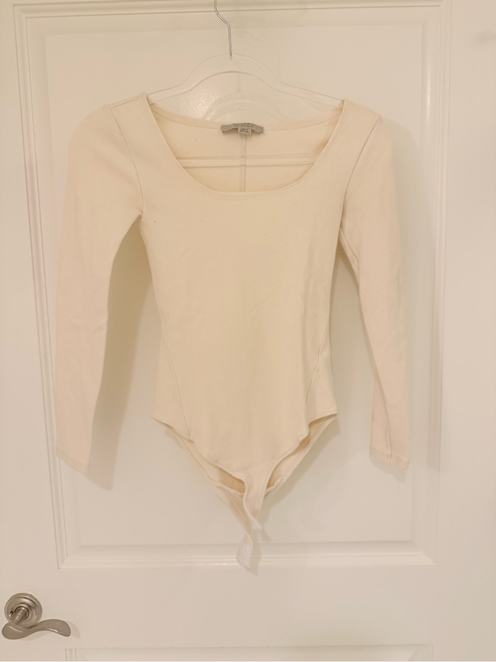 All Saints Cream Long-Sleeve Scoop Neck Bodysuit